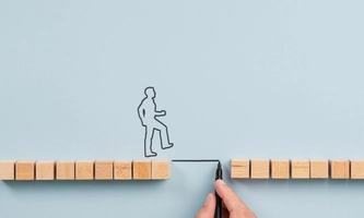 a line character and a hand